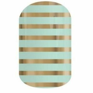 Jamberry Nail Wraps - Mint Green & Gold Stripe